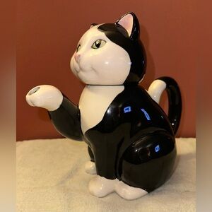 Cats Meow Tea Server Removable Head Ceramic Painted Applause Teapot